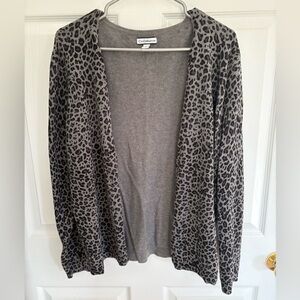 Croft & Barrow Leopard Print Cardigan in Gray and Black